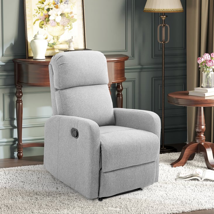 Poltrona Reclinabile HOMCOM In Tessuto Effetto Lino - Nero, Con Poggiapiedi - Foto 4