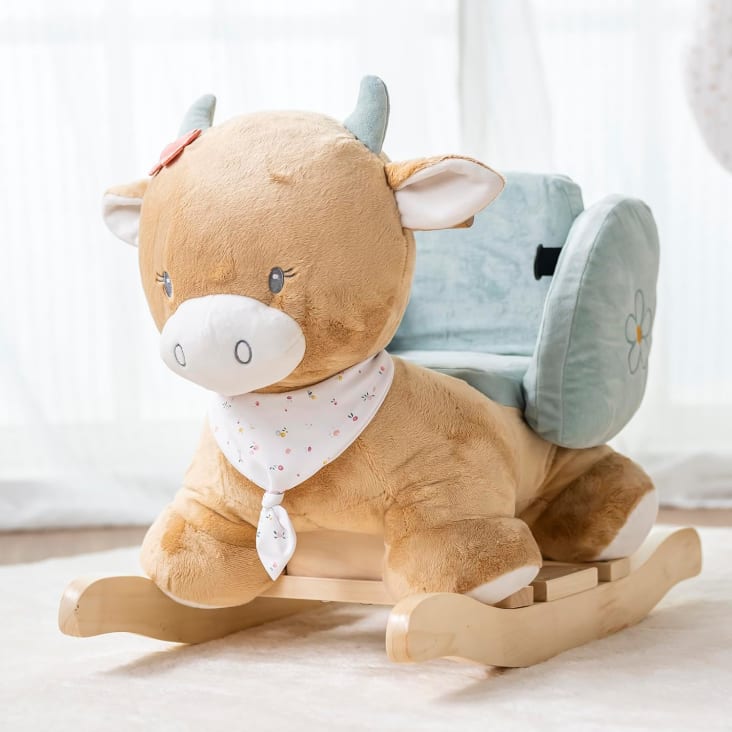 Vache à bascule en bois discount