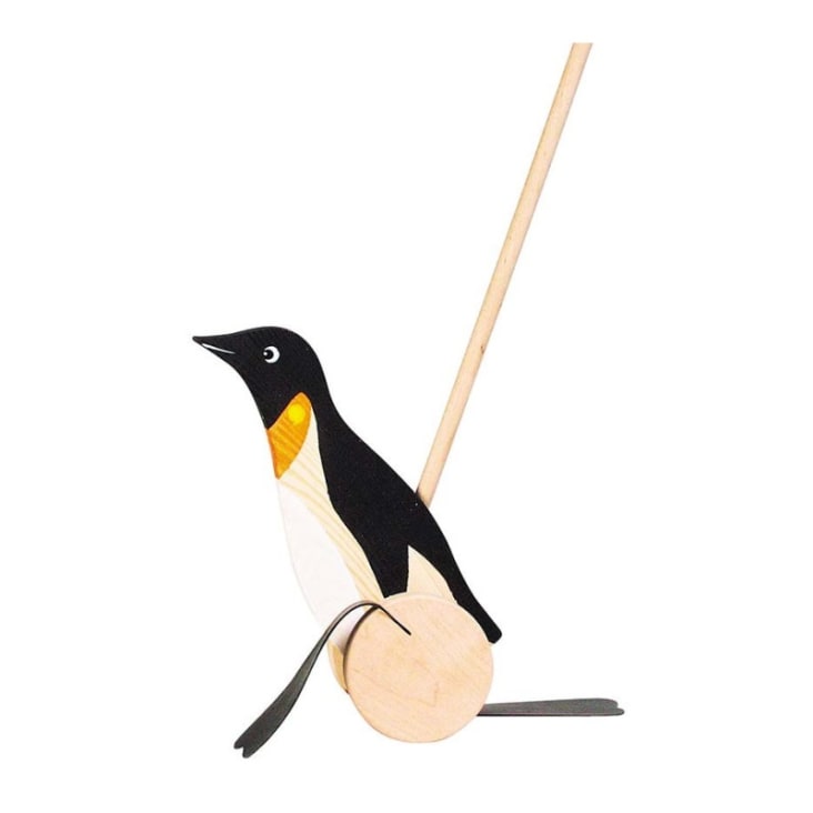 Small Foot Pingouin à Pousser En Bois FSC – Dandinement Sonore, Roues Caoutchouc, 18 Mois+