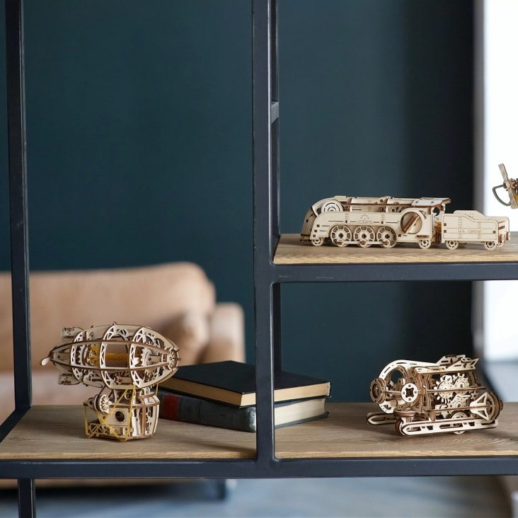 Puzzle 3D Dirigeable Steampunk En Bois - 648 Pièces Avec LED - Modèle à Construire Pour Adultes