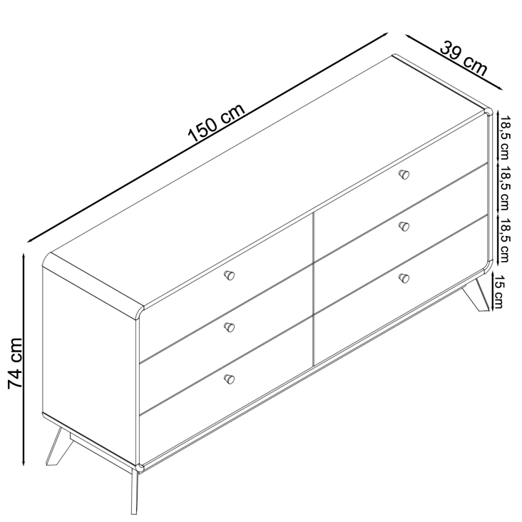Commode Capucine Blanc Et Chêne 78cm - 3 Tiroirs - Rangement Chambre Ou Entrée
