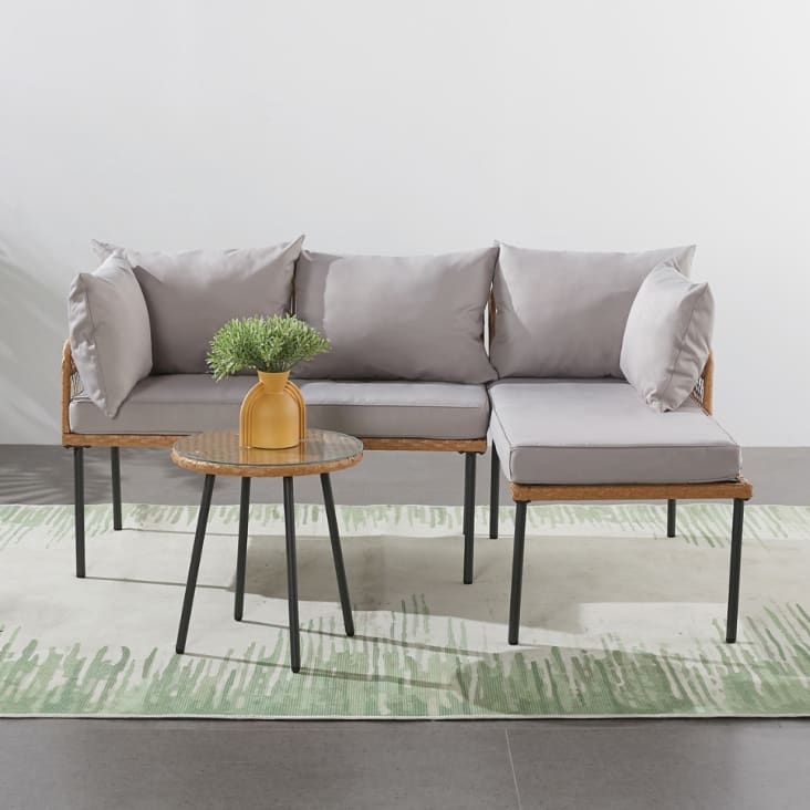 Rattan 3 seater corner sofa sale
