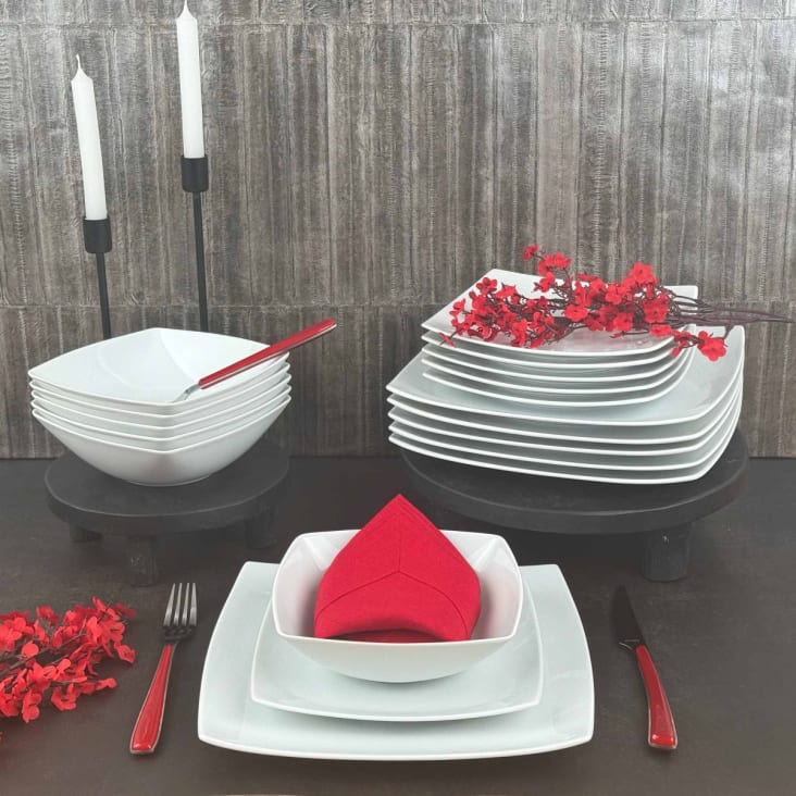 Platos Blancos Llanos Juego De 18 Platos Burlesque De Porcelana