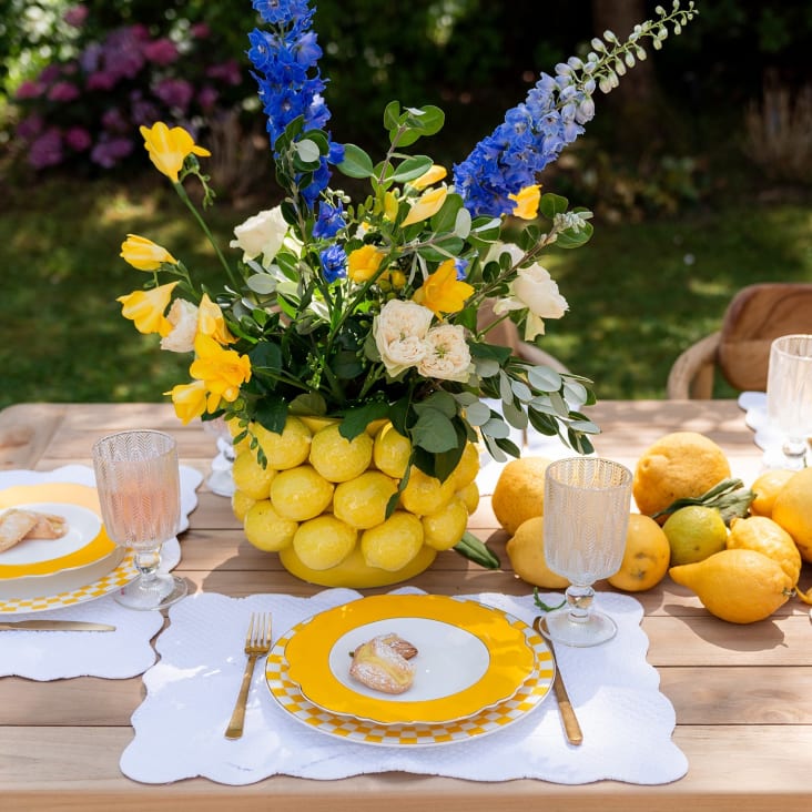 Vase aus Porzellan mit Zitronen, gelb, H19cm Lemon juice | Maisons du Monde