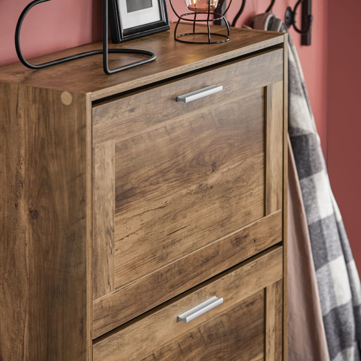 UEV Schuhschrank Mit 2 Klappen - Holz Dunkelbraun