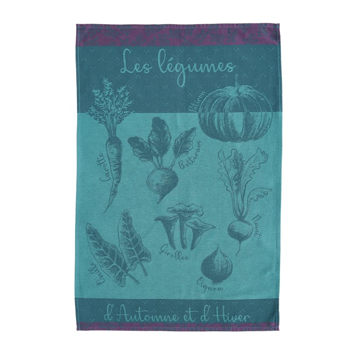 Torchon Coucke Jacquard Coton Potager D'automne - 50 X 75 Cm, Lavable 60°C, Certifié Oeko-Tex