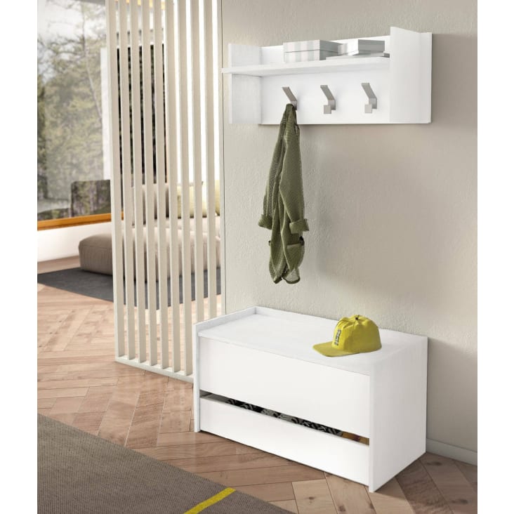 Cassapanca Contenitore Legno 84x42x46cm - Bianca, Multifunzionale, Per Interni - Foto 8