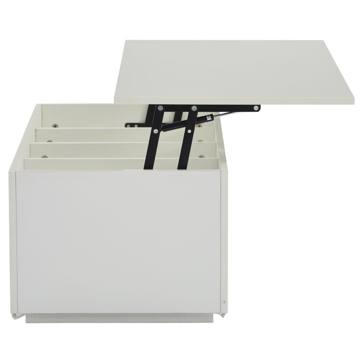 Mesa De Centro Rectangular Con LED Y Cajón - Moderna, De Vidrio Templado, Color Blanco, 100x50x35 Cm, Para Salón