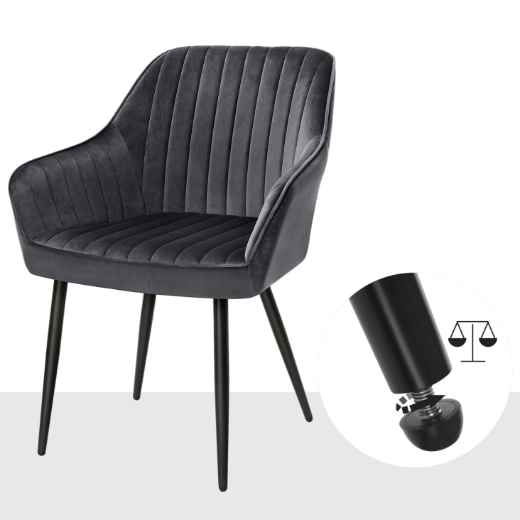 Chaise de salle à manger avec accoudoirs pieds en métal gris cropped-3