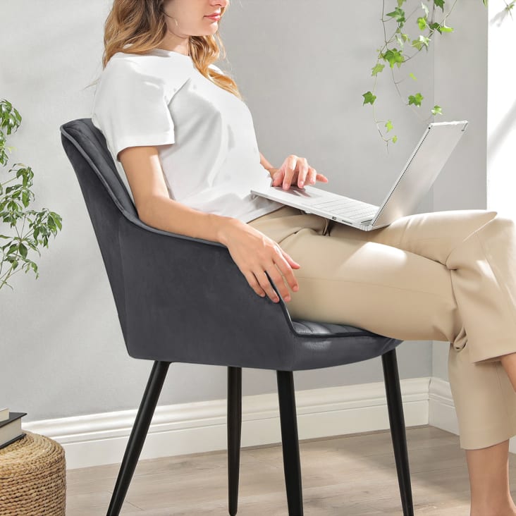 Chaise de salle à manger avec accoudoirs pieds en métal gris cropped-6