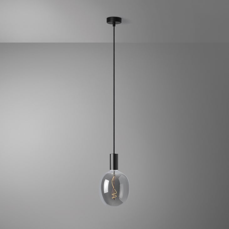 Lampada a sospensione nera Andrin - interno rame