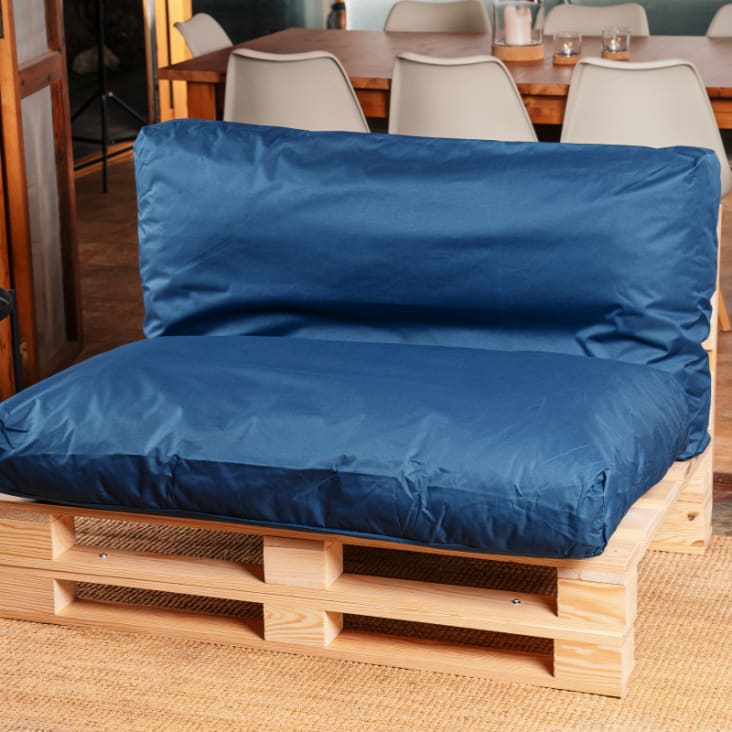 Coussins Palette Ambientehome - Lot De 2 - 120x80 Cm - Bleu Et Gris - Housse Coton/polyester
