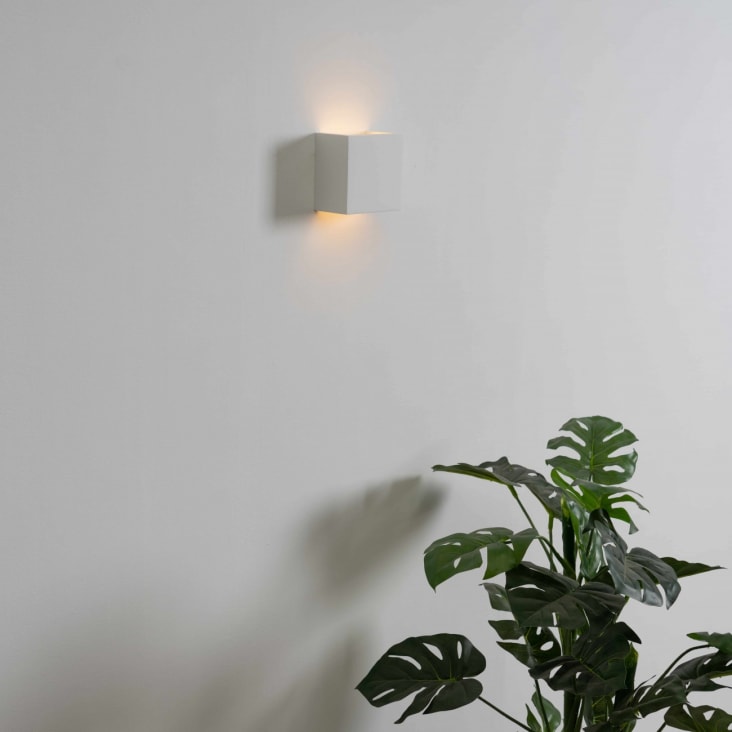 Applique Murale Angle Plâtre Blanc Verre Sablé IP20 - Luminaire Intérieur Élégant E14