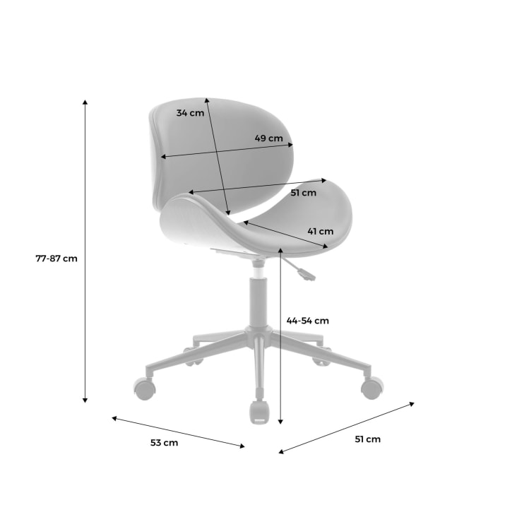 Chaise De Bureau Scandinave Blanc - Hauteur Réglable, Roulettes, Dossier Ergonomique, Pied Métal
