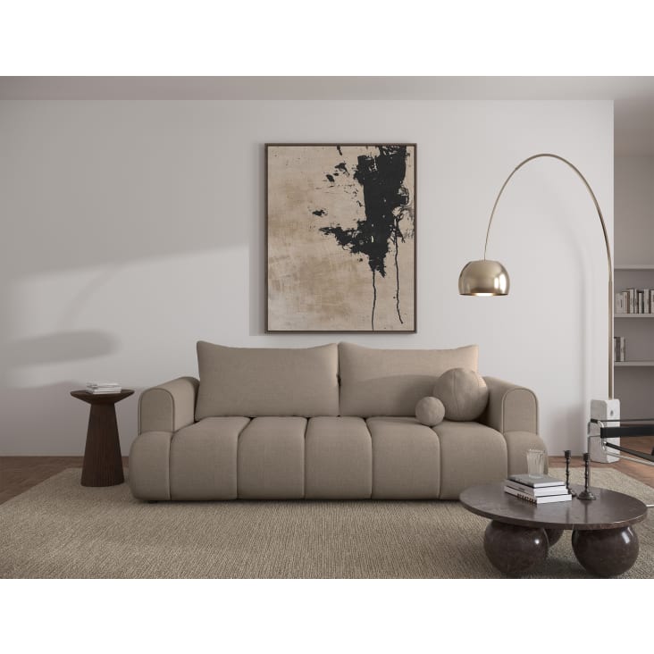 3 Sitzer Sofa mit Schlaffunktion und Chenille Bezug beige Dandelino Maisons du Monde