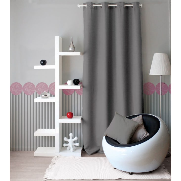 Rideau Romain SIMPVALE Gris 45x140cm - Voilage Avec Gland - Pour Chambre, Salon, Cuisine - Polyester