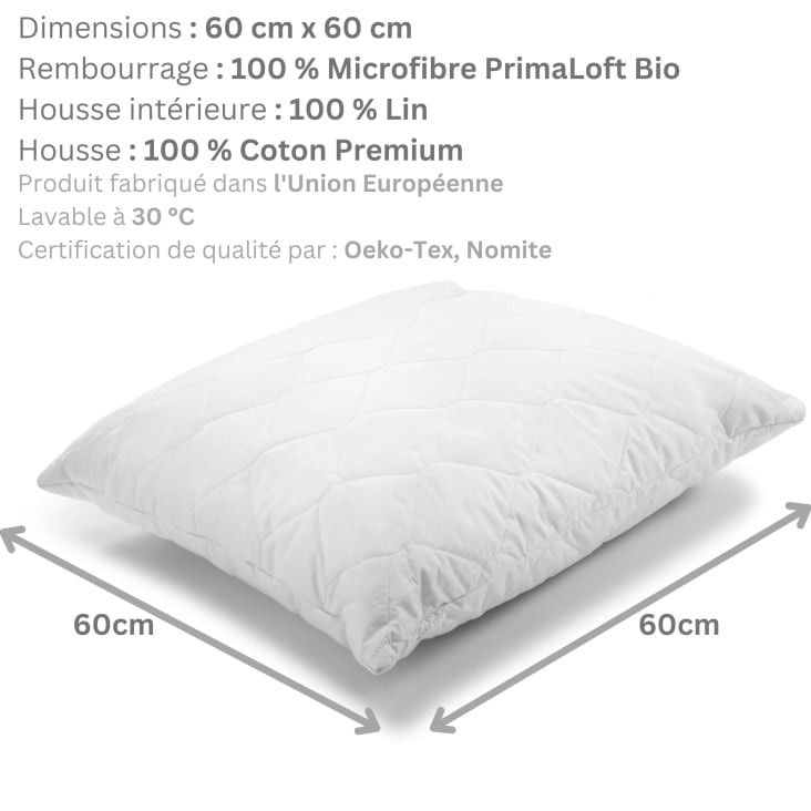 Almohada de lino 60x60 cm Woodek luxury bedding Maisons du Monde