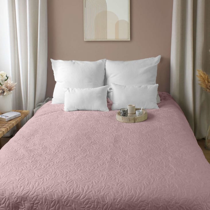 Couvre-lit Darby à Franges - Coton Tissé Rose - 127x152cm - Style Bohème