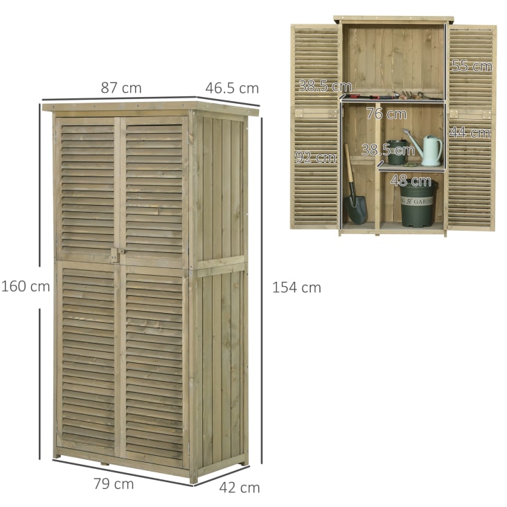 Outsunny Casetta Giardino Legno Di Abete Con Porta Doppia, Mensole E Finestre 127 5x50x164cm 85612824 - 8