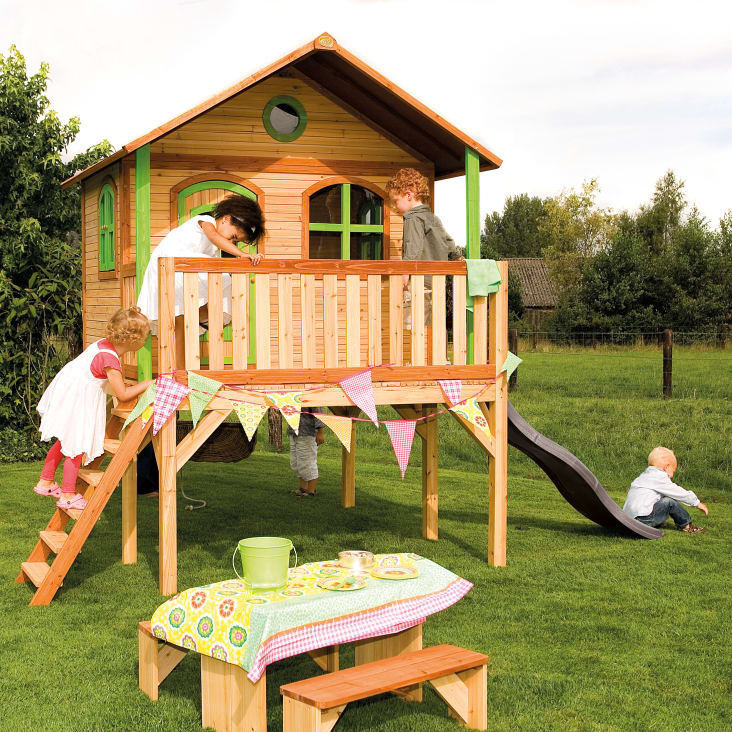 Maisonnette En Bois Avec Toboggan pas cher - Meilleures ofes sur le neuf et l'occasion