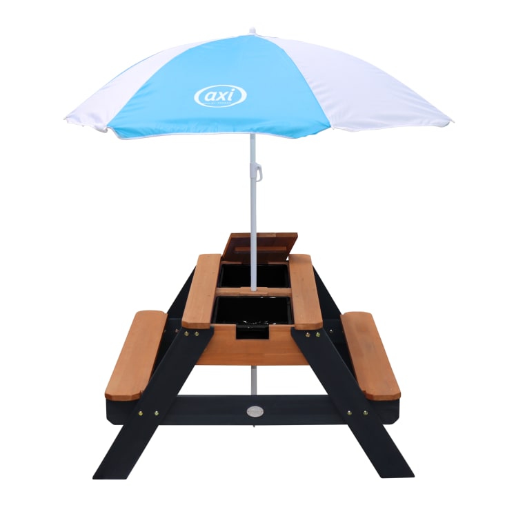 Table de pique-nique sable et eau avec parasol, bois FSC, gris Nick ...