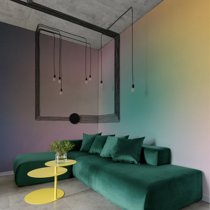 PanoramaVliestapete mit Farbverlauf in Rosa und Grün 225x250cm