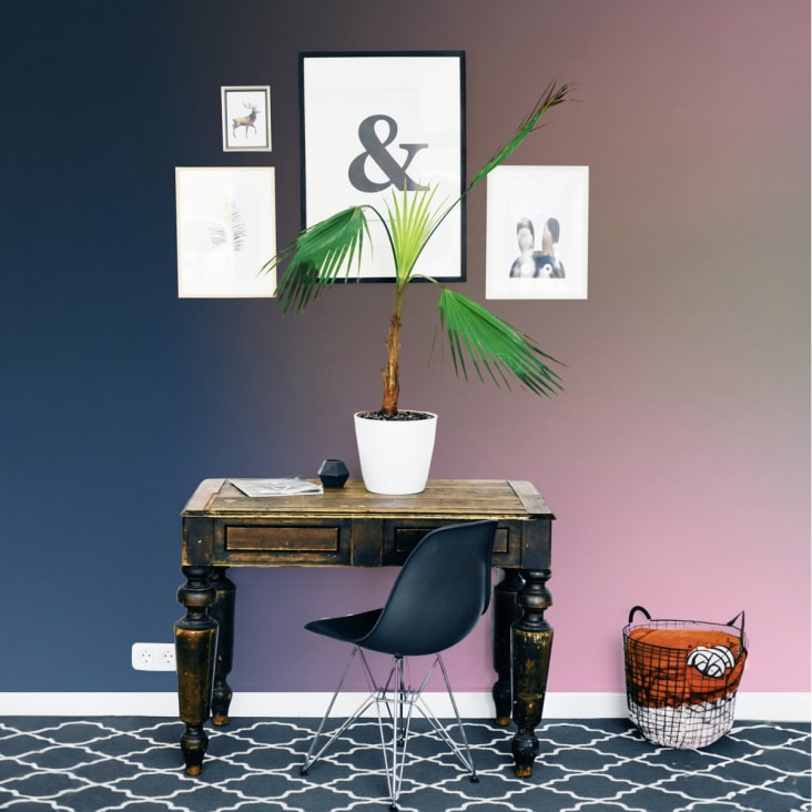 PanoramaVliestapete mit Farbverlauf in Rosa und Grün 225x250cm