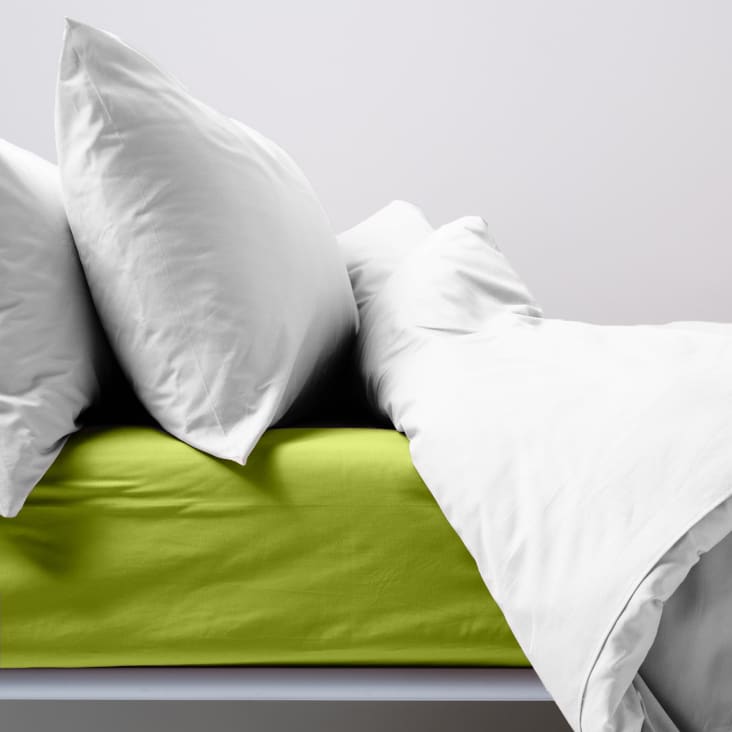 Lenzuolo Sotto Con Angoli In Raso Di Cotone - King Size 180x200 Cm, Verde Chiaro, Made In Italy