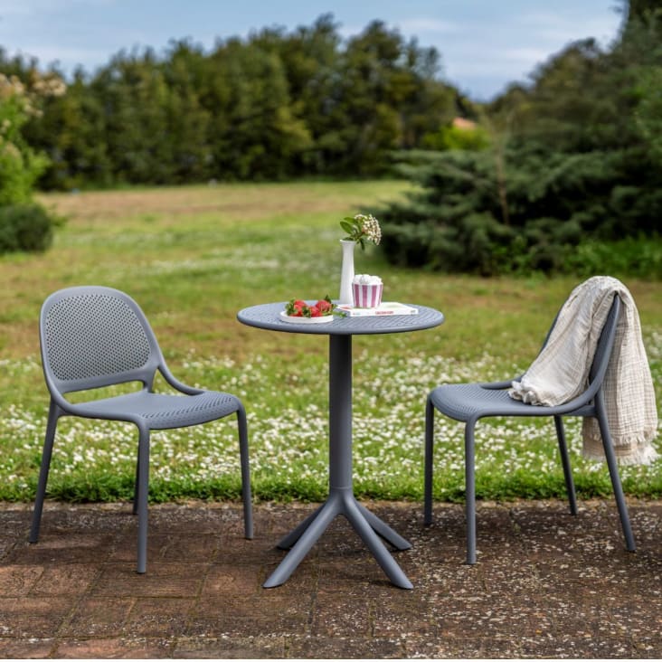 Tavolino Da Bar Rotondo Con Piano In Marmo E Base In Ghisa - Design Elegante Per Interni Ed Esterni, Ø60 Cm, Nero - Foto 7