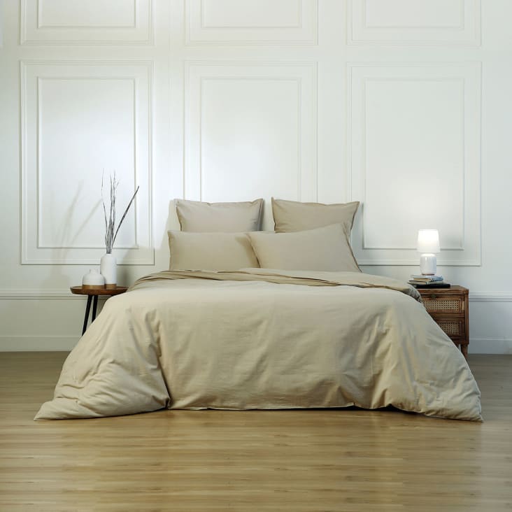 Copripiumino garza di cotone (260 x 240 cm) Gaïa Camel - Biancheria da