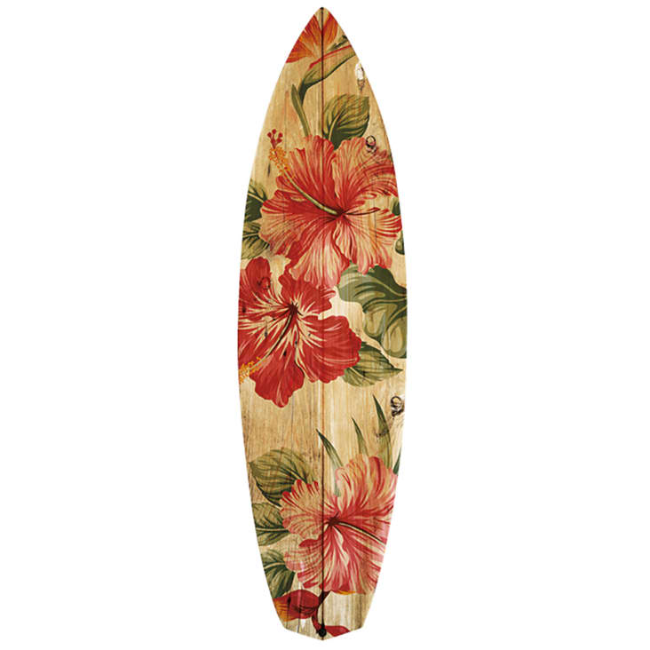 Asia Design Planche de surf miniature en bois avec support en bois n° 27 (30 cm