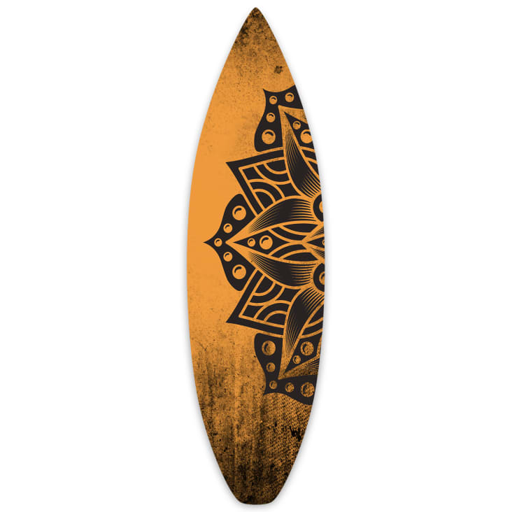 Grande planche de surf bois peint tiki sculpté dent blanche et bleu fiji 100cm déco - Sport