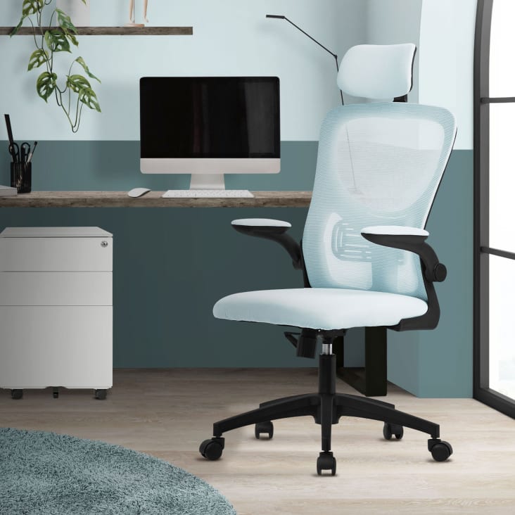 Burostuhl ergonomisch Blau aus Mesh mit Armlehnen Maisons du Monde