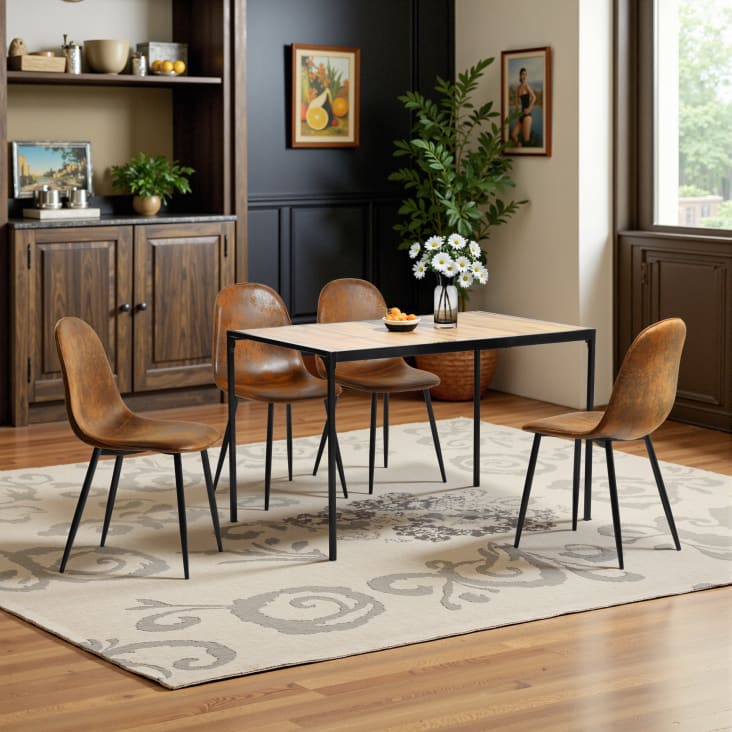 Tavolo Da Pranzo 120x60cm In Effetto Rovere - Moderno Con Gambe Acciaio Per Casa E Ufficio - Foto 7