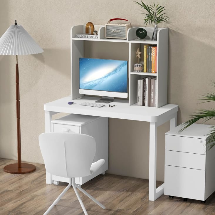 Étagère De Bureau Avec Tiroir - Organisateur PVC Blanc - 36,6x19,8x14,2cm