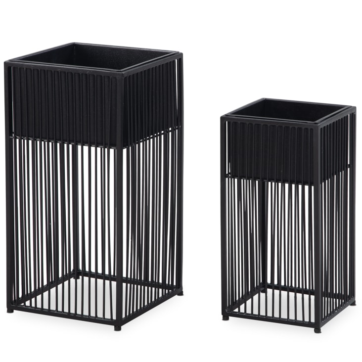 2er Set Blumentöpfe aus Metall, Schwarz Maisons du Monde