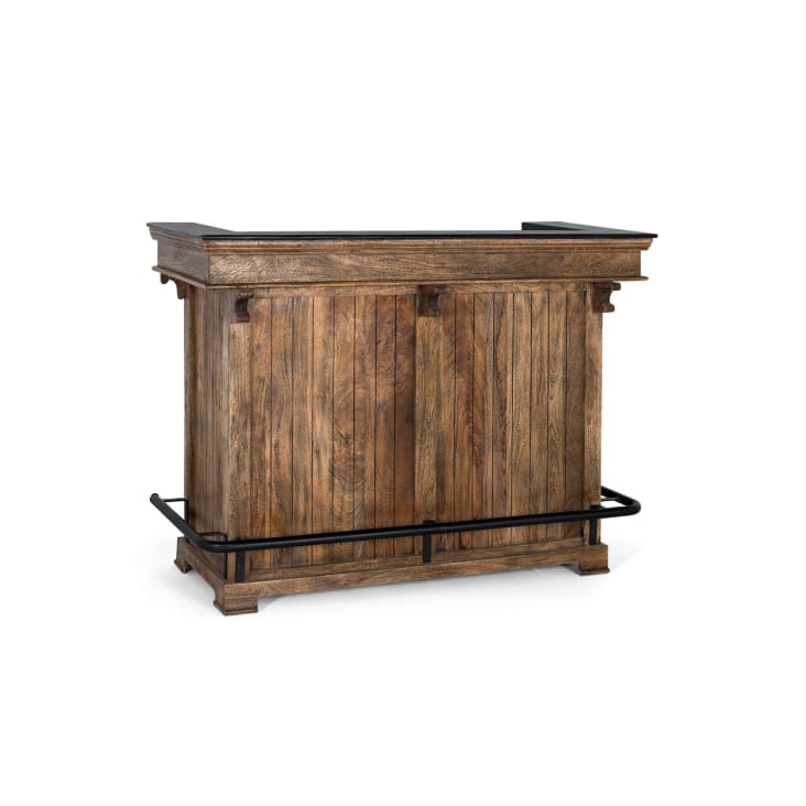 Mobile Da Bar Sahana In Legno Di Mango - 4 Ante, 85x40x123 Cm, Con Portabicchieri E Cassetto - Foto 5