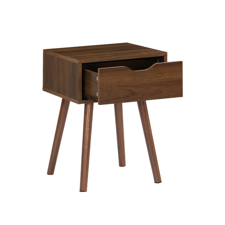 Table de chevet décor bois teinté noyer, 1 tiroir Nepal Maisons du Monde