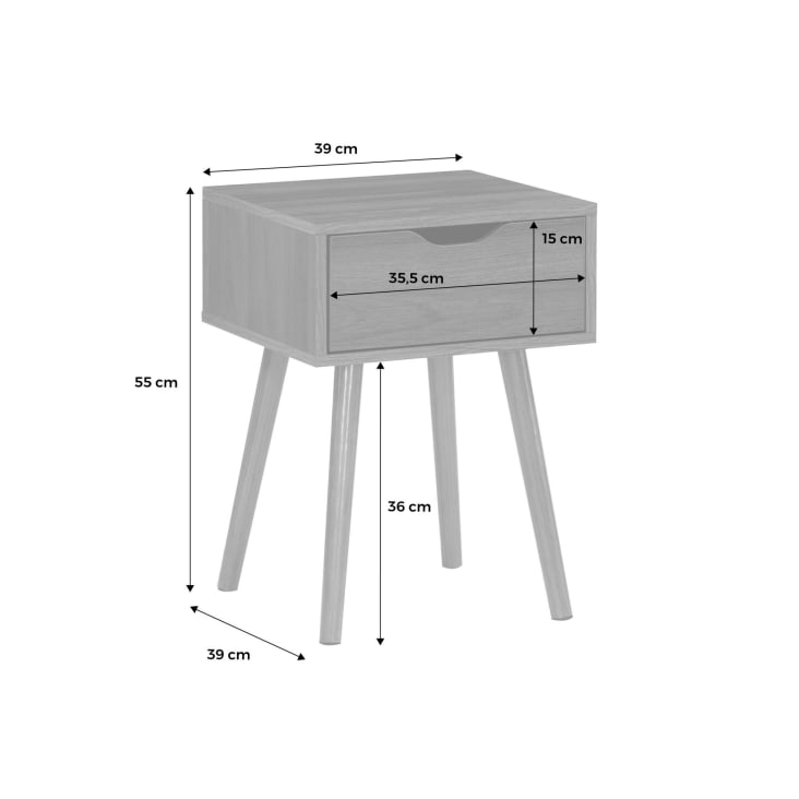 Table de chevet décor bois teinté noyer, 1 tiroir Nepal Maisons du Monde