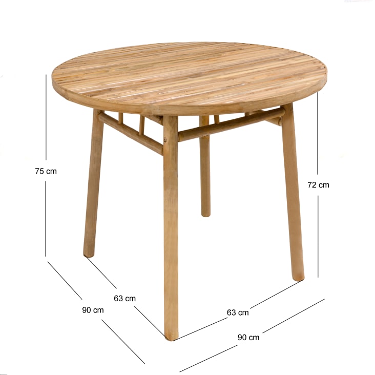 Tavolo Da Pranzo Scandinavo 2 Posti In Bamb&ugrave; E MDF, Design Moderno E Salvaspazio, Perfetto Per Cucine Piccole