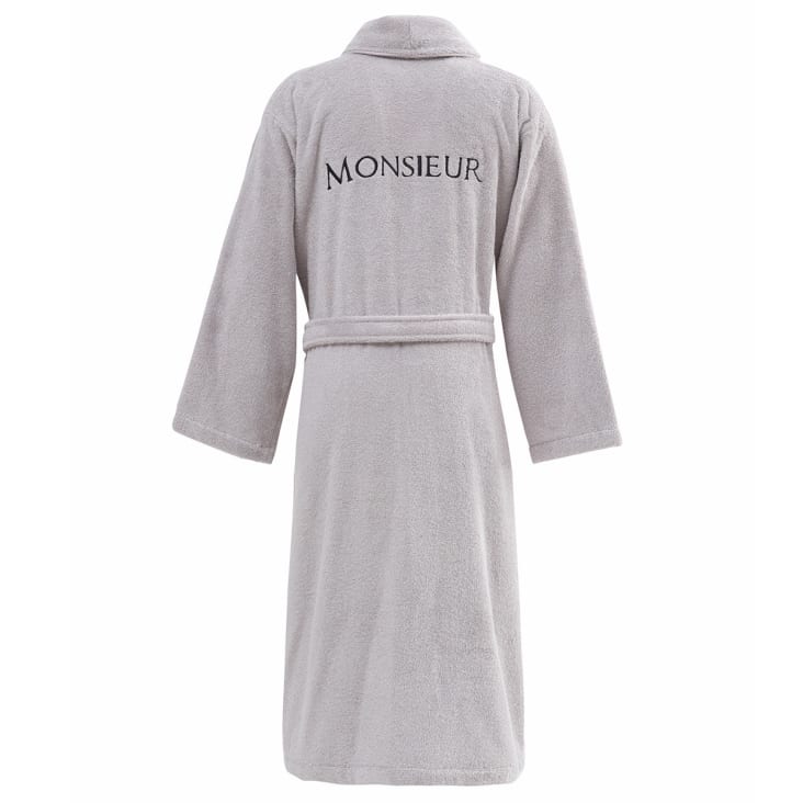Peignoir brode col chale 420 g m gris cendre M Monsieur Maisons du Monde