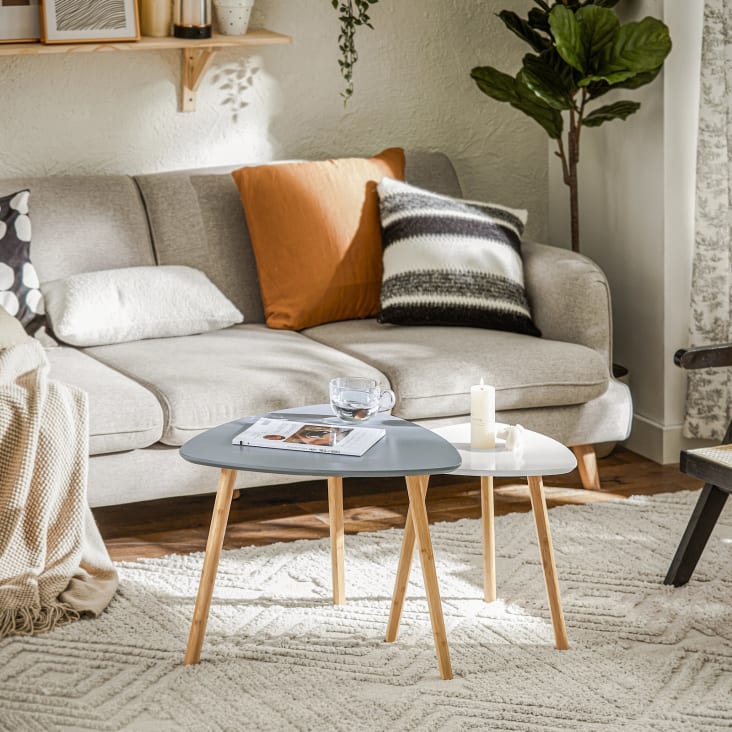 Set 2 Tavolini Da Salotto Estraibili - Struttura Acciaio E Piano Legno | Moderni E Salvaspazio