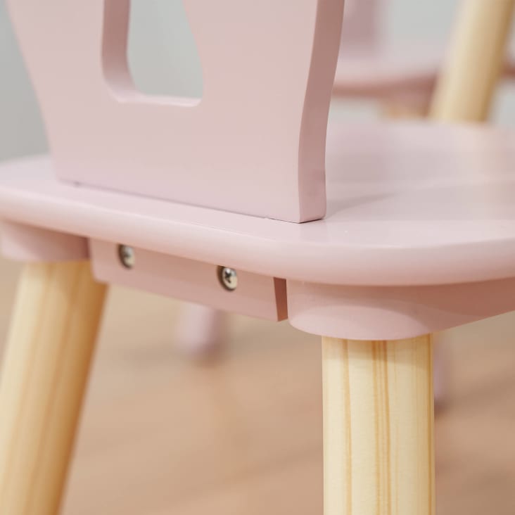 Ensemble Table & 2 Chaises Enfants Rebecca - Style Scandinave Blanc & Bois Clair - MDF 44x60cm - Parfait Pour Chambre & Jeux
