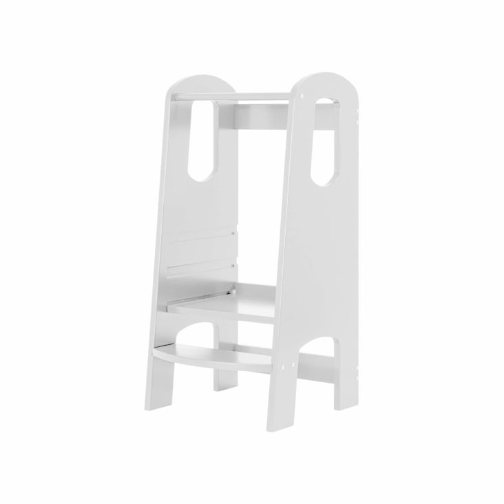 Torre Montessori In Legno Regolabile 3 Altezze Con Sgabello, Per Bambini 2-6 Anni, Colore Antracite/Pino