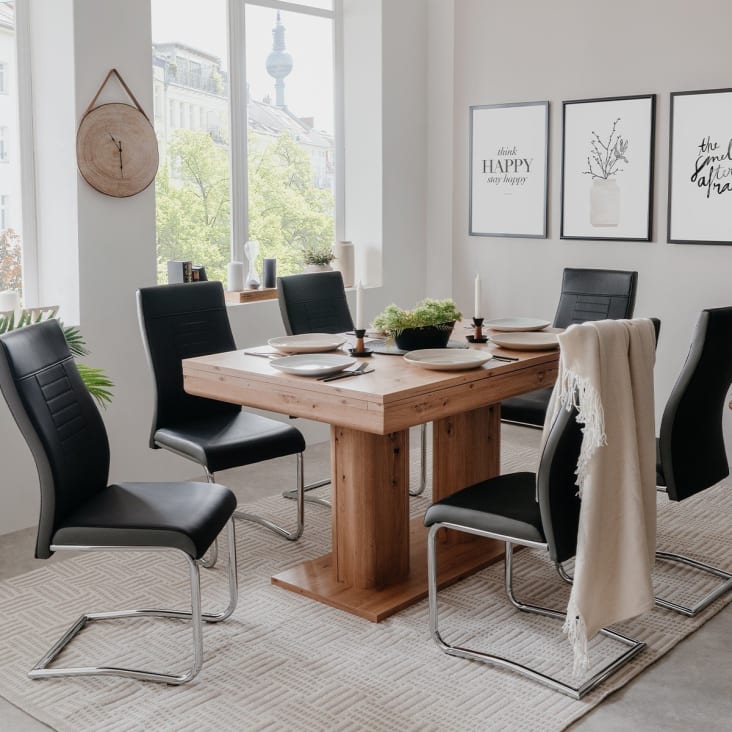 Table à manger extensible décor chêne 8 à 10 personnes L140/220 cm