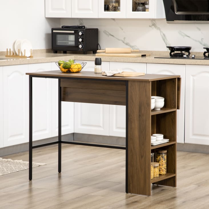 HOMCOM Table à Manger Ronde, Table De Cuisine Avec Base En Acier Noir