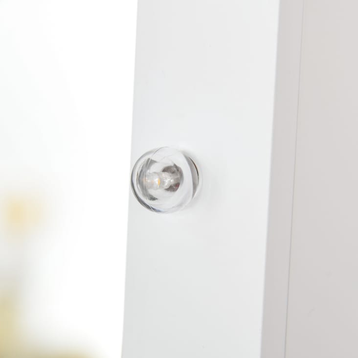 Armoire à Bijoux HOMCOM Avec Miroir Et LED - Rangement Organisé 32 Boucles D'Oreilles 70 Bagues - Blanc