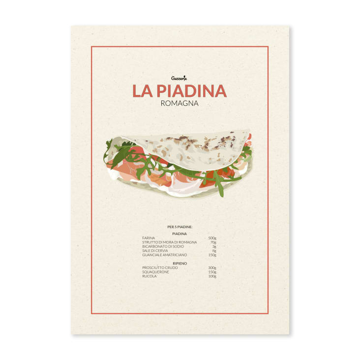 Poster Guzzerie Carta Riciclata La Piadina 13x18cm Piatti Maisons