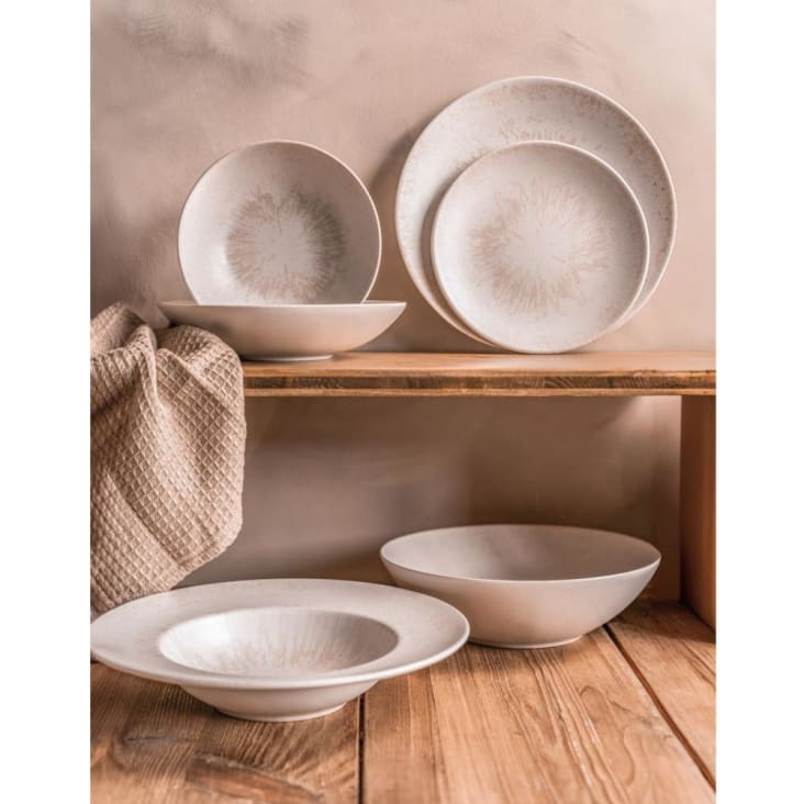 Lot De 8 Assiettes Creuses à Pâtes – 23 Cm – Design Chapeau De Paille – En Plastique PP Lavable Au Lave-vaisselle