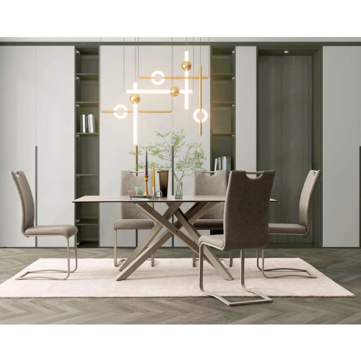 Tavolo Da Pranzo Rettangolare 120x60cm - Design Moderno Effetto Cemento, Gambe Acciaio - Foto 2